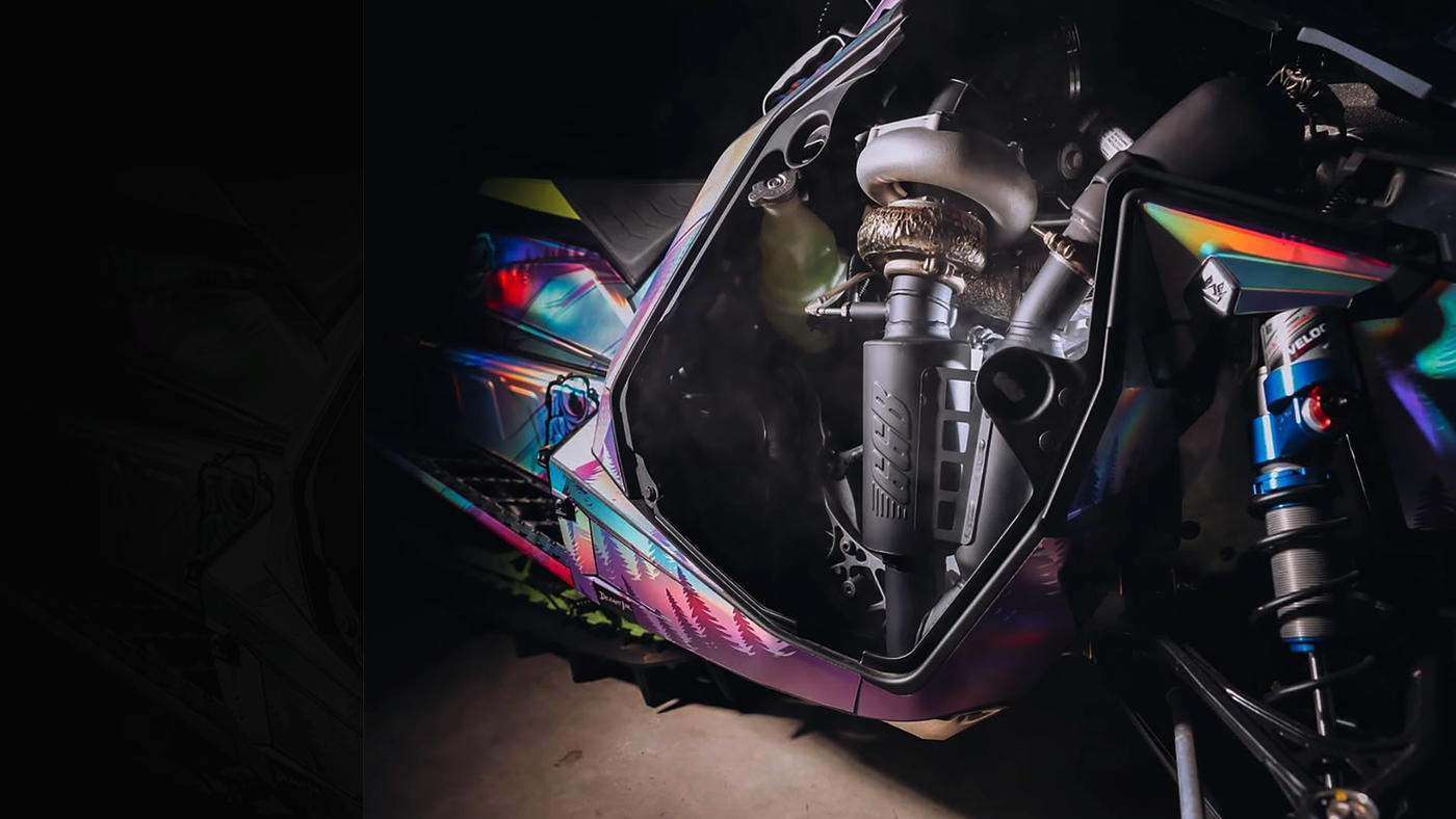 GGB exhaust system installed on a snowmobile